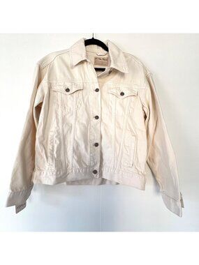 NWT Free People We The Free Cream Denim Ecru Oversized Trucker Jacket